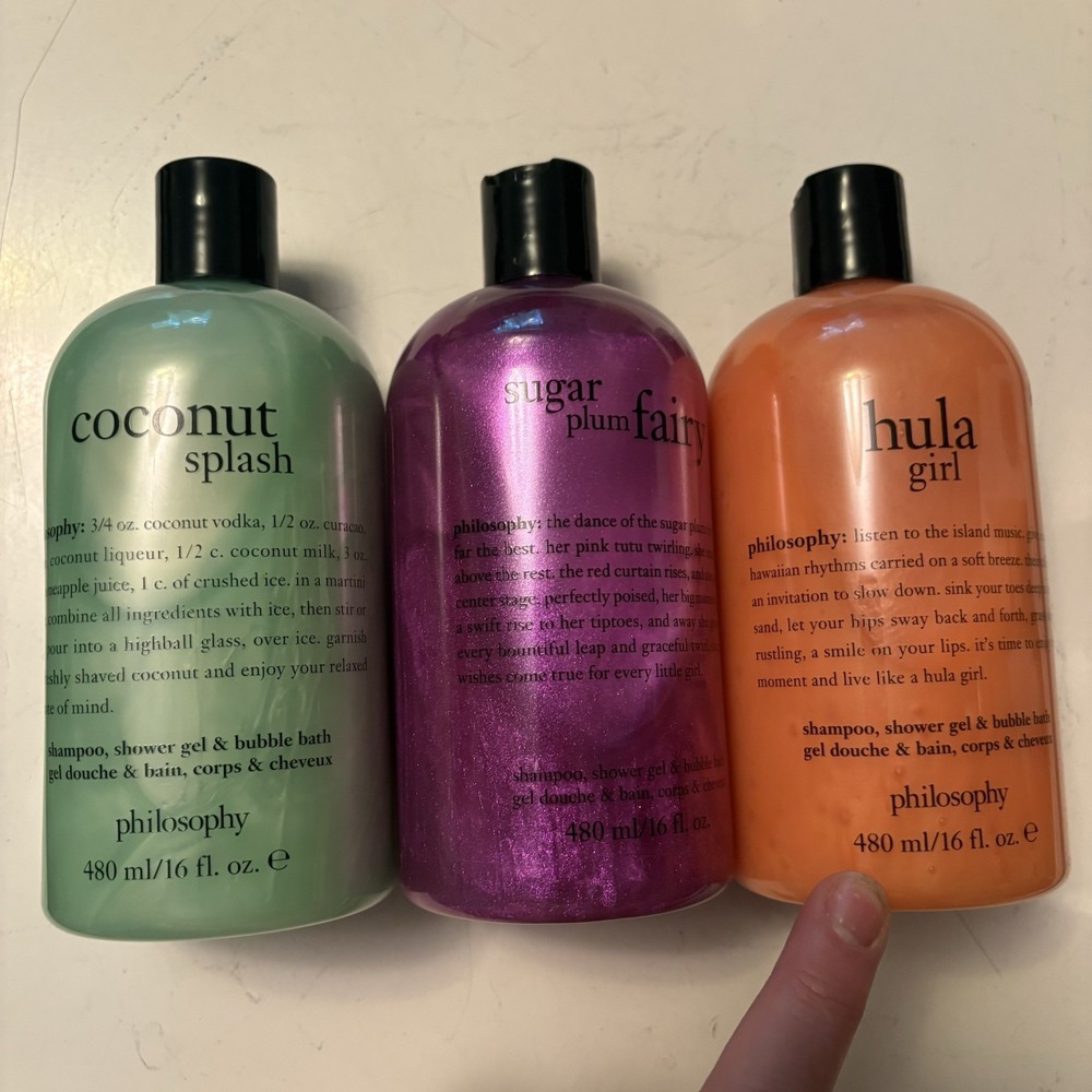 Philosophy Set of 3 Hula Girl Coconut Sugar Plum Shower Gel & Bubble Bath 16 oz